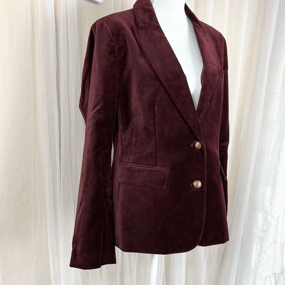 Uniqlo X Ines De La Fressange burgundy velvet blazer - Picture 5 of 9